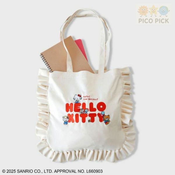 日本ACcommode × Hello Kitty 荷葉邊托特包 
