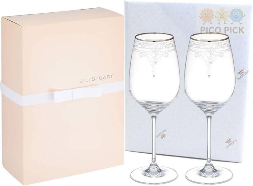 日本 日本製正版JILL STUART × NARUMI水晶玻璃對杯禮盒（紅酒杯/威士忌杯） 