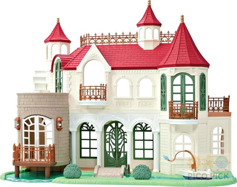 日本Epoch森林家族｜城堡庭院豪華別墅組 附燈飾｜Sylvanian Families 大型娃娃屋 角色扮演玩具 