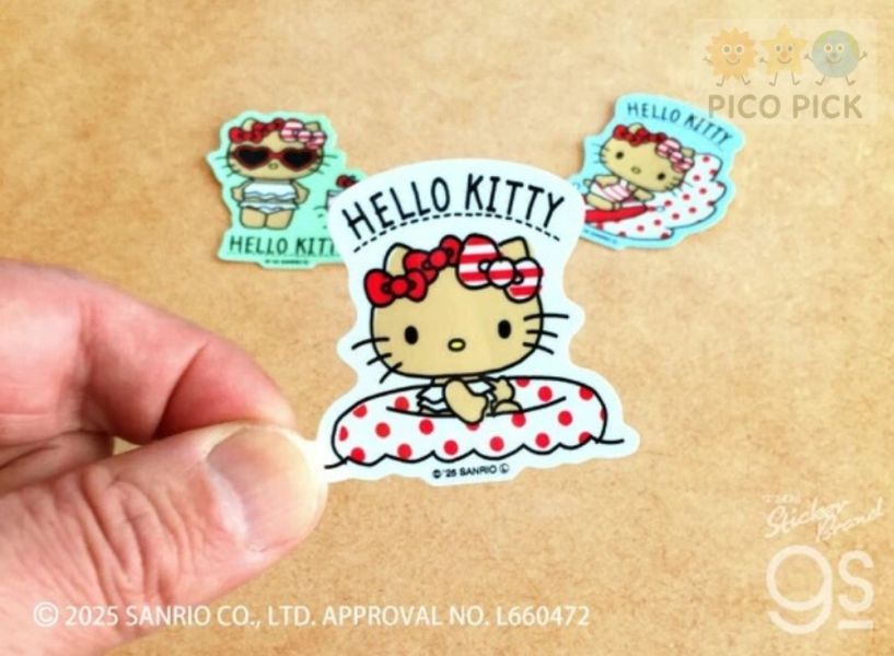 日本正版｜日燒Hello Kitty造型貼紙（2025夏季限定款）｜日曬Kitty 單款／整組販售 