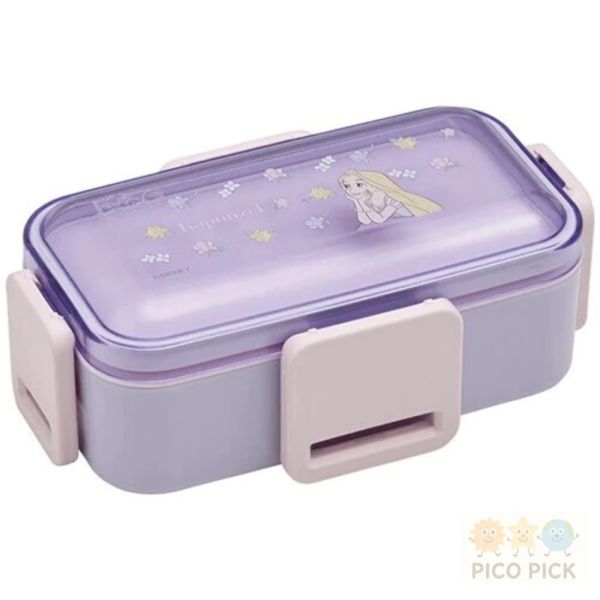 日本 直送 Disney長髮公主雙層便當盒 600ml／4點鎖扣密封抗菌款（日本製） 