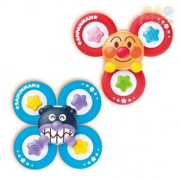 日本空運｜正版ANPANMAN 麵包超人 × 細菌人 兩入組 吸盤手指陀螺｜益智啟蒙玩具 