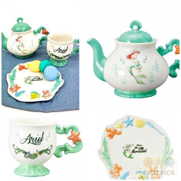 現貨當日出 日本迪士尼 小美人魚 Ariel 系列陶瓷餐具｜茶壺／馬克杯／甜點盤／水杯 