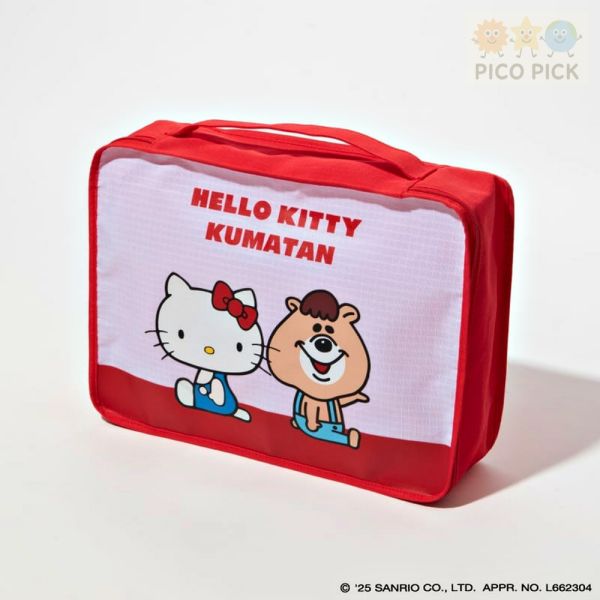 日本直送 日本正版夢幻聯名HELLO KITTY × KUMATAN 聯名旅行袋｜收納袋四件組｜可折疊收納 