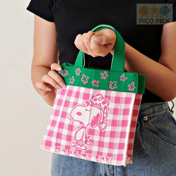 日本直送 Snoopy MAKE MY DAY! 刺繡方形拉鍊收納包＋隨身鏡組合 Snoopy收納包, Snoopy隨身鏡, Snoopy手提袋, Snoopy保溫瓶, 史努比限定, Snoopy禮物組, 日本直送Snoopy