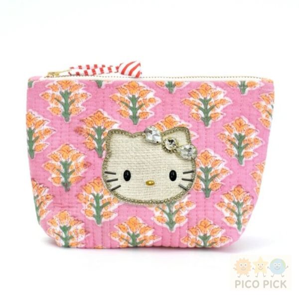 日本手工精緻珠繡｜Hello Kitty × MAYGLOBE 品牌聯名刺繡包（立體收納包／化妝包） 