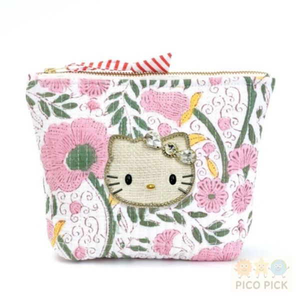 日本手工精緻珠繡｜Hello Kitty × MAYGLOBE 品牌聯名刺繡包（立體收納包／化妝包） 