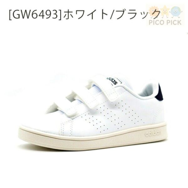 日本直送 日本正版 adidas 童鞋 ADVANCOURT CF 魔鬼氈運動鞋｜白色休閒鞋／網球鞋／兒童鞋 adidas童鞋、adidas運動鞋、adidas魔鬼氈、兒童運動鞋、網球鞋、白色休閒鞋、學步鞋、男童鞋、女童鞋、日本直送、正版授權