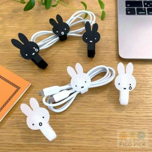 日本直送｜Miffy 米飛兔造型理線帶 3入組（黑白兩色可選） 
