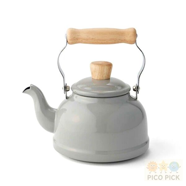 日本FUJIHORO 富士琺瑯 琺瑯手沖壺｜奶茶粉／霧灰／白色／墨綠｜直火可用｜木柄設計｜可愛廚房用品 