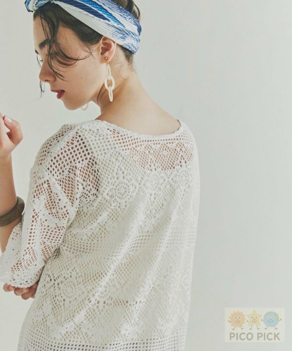 【日本直送｜N. by NATURAL BEAUTY BASIC】刺繡鏤空流蘇罩衫洋裝｜白色蕾絲罩衫｜涼感穿搭層次首選 