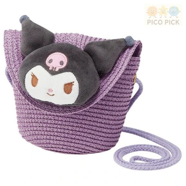 日本 Sanrio 三麗鷗 日本正版 草編斜背包（圓形包 / 方形包）（庫洛米 / 大耳狗 / Hello Kitty / My Melody） 