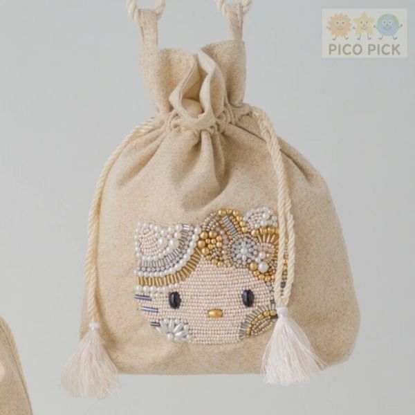 【日本品牌聯名】Hello Kitty × MAYGLOBE 手工珠繡巾著包 