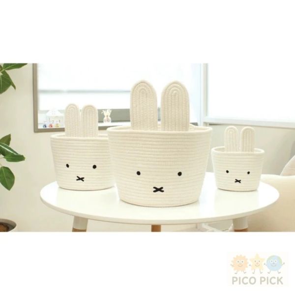 日本直送｜Miffy 米菲兔耳朵收納籃 S/M/L 三尺寸可選｜繩編造型籃｜可愛立體兔耳 