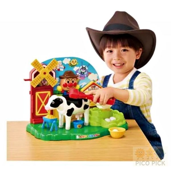 日本正版Anpanman麵包超人 牧場體驗組｜擠牛奶 × 收集雞蛋 × 梳毛遊戲 