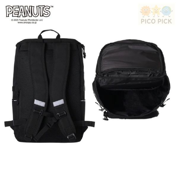 日本正版｜SNOOPY 史努比 黑色方形後背包 28L 大容量 雙肩減壓 背包 書包 旅行包 