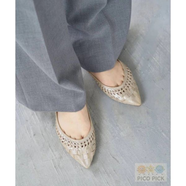 日本 直送Le Talon 編織尖頭平底鞋（黑／奶白/金屬色） Le Talon全系列代購 