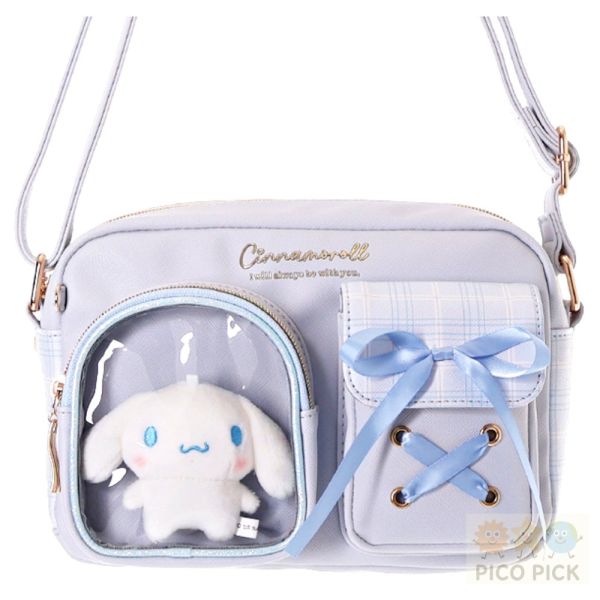 日本正版Sanrio三麗鷗角色 透明展示斜背包｜可裝娃娃｜Kuromi / My Melody / Cinnamoroll / 帕恰狗 