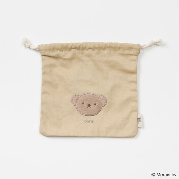 日本 Miffy BRUNA FLUFFY APPLIQUE 系列｜刺繡毛絨帆布收納袋／立體化妝包／束口袋 