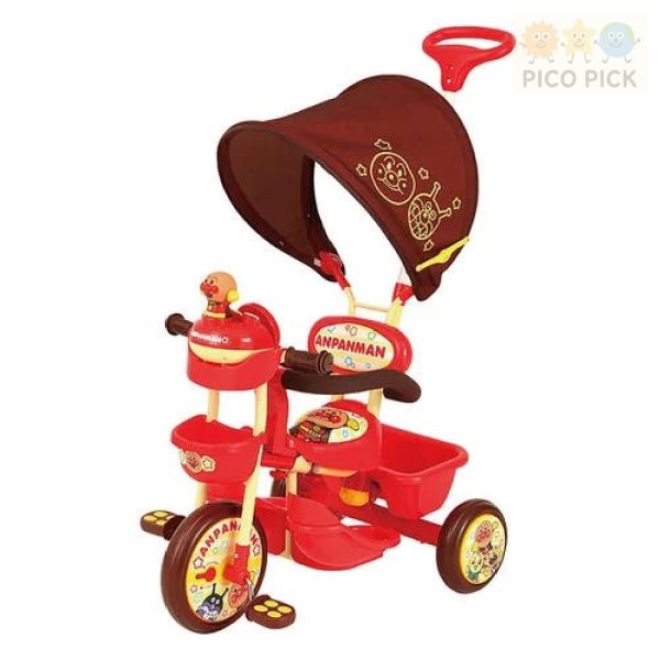 日本直送｜日本正版ANPANMAN 麵包超人 三輪車（附安全護欄・推桿・遮陽棚） 