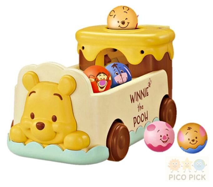 日本｜TAKARA TOMY 迪士尼小熊維尼 2WAY 音樂滾球巴士｜會唱歌會動｜益智啟蒙玩具 