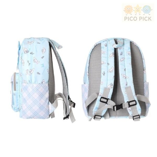【日本直送 正版】Sanrio 角色印花蝴蝶結格紋後背包｜A4收納｜Sanrio後背包、可愛學生書包 