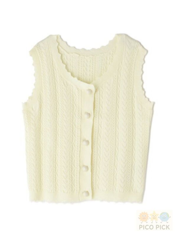 日本直送｜N. by NATURAL BEAUTY BASIC】珍珠鈕針織背心上衣｜奶油白｜夏日無袖針織款 