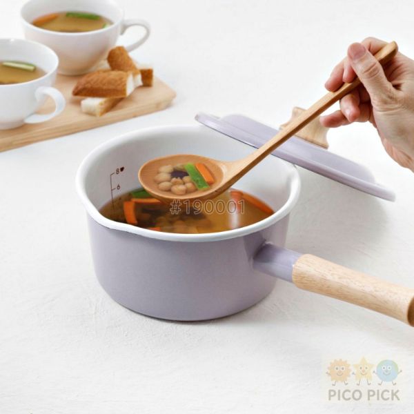 日本FUJIHORO 富士琺瑯14公分/18公分 牛奶鍋 ｜木柄單手鍋｜木製握柄｜附蓋｜可直火加熱｜IH對應｜廚房收納 