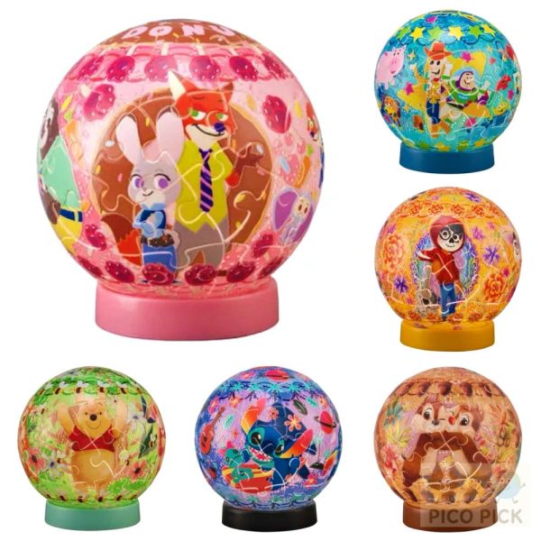 LumiOrb 3D發光拼圖球｜迪士尼系列 61片（USB充電款）｜動物方城市｜玩具總動員｜小熊維尼｜可可夜總會 