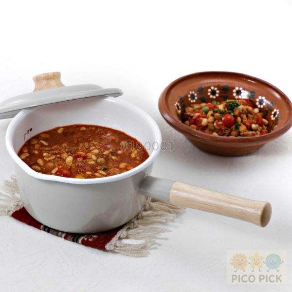 日本FUJIHORO 富士琺瑯14公分/18公分 牛奶鍋 ｜木柄單手鍋｜木製握柄｜附蓋｜可直火加熱｜IH對應｜廚房收納 