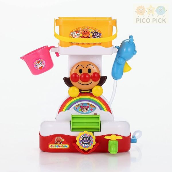 日本 正版Anpanman 麵包超人 洗澡玩具 旋轉水車＆灑水桶 