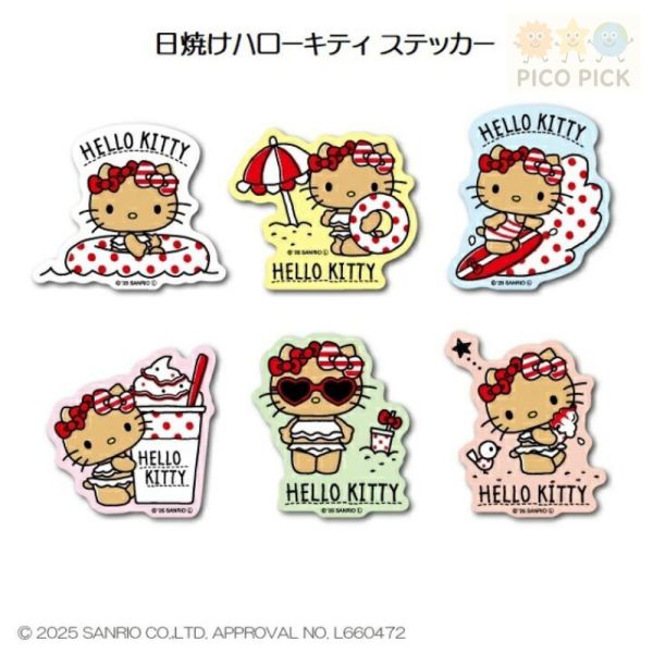 日本正版｜日燒Hello Kitty造型貼紙（2025夏季限定款）｜日曬Kitty 單款／整組販售 