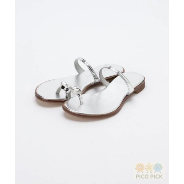 日本 直送Le Talon 寶石環飾金屬涼鞋（金橘／銀） 