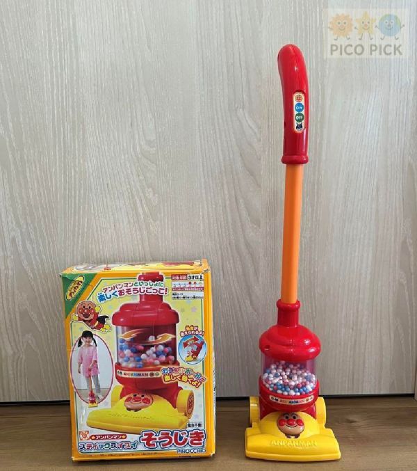 日本直送｜正版ANPANMAN 麵包超人 直立式玩具吸塵器｜兒童角色扮演家家酒｜彩色滾珠吸塵器｜掃地遊戲玩具 