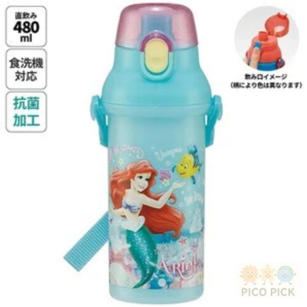 日本 直送 日本製卡通角色直飲水壺 480ml（附背帶）/汪汪隊/小美人魚/迪士尼公主/玩具總動員 