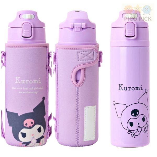 日本直送 Sanrio 直飲保冷水壺 470ml｜Hello Kitty/庫洛米／大耳狗/帕恰狗｜兒童不鏽鋼水壺附斜背袋 