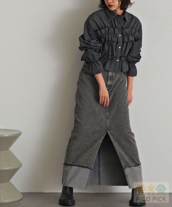 2026春裝日本 Elencare due荷葉綁帶短版襯衫 上衣 條紋/格紋 甜美氣質 女裝 