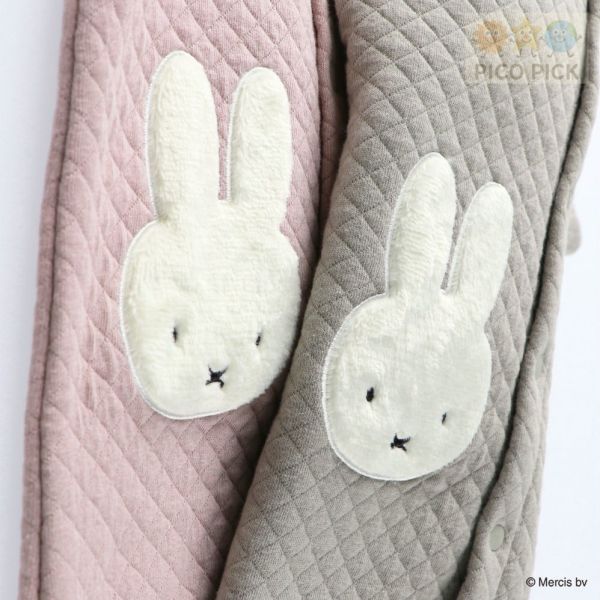 日本｜Branshes × 米飛兔 MIFFY 2WAY拼接被子連身衣 粉紅/米灰｜寶寶長袖連身服 均碼 Branshes 米飛兔 連身衣、2WAY 睡袍、日本嬰兒服飾、米飛兔寶寶衣、日本童裝代購