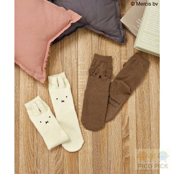 日本直送｜Miffy & Boris 米飛兔毛絨絨中筒襪 