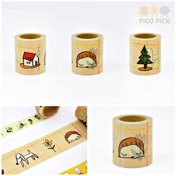 日本直送 奈良美智 和紙膠帶 WASHI TAPE「dream time」｜文具膠帶／剪貼裝飾|奈良美智紙膠帶 奈良美智、奈良美智和紙膠帶、日本和紙膠帶、手帳膠帶、文具貼紙、裝飾膠帶、dream time