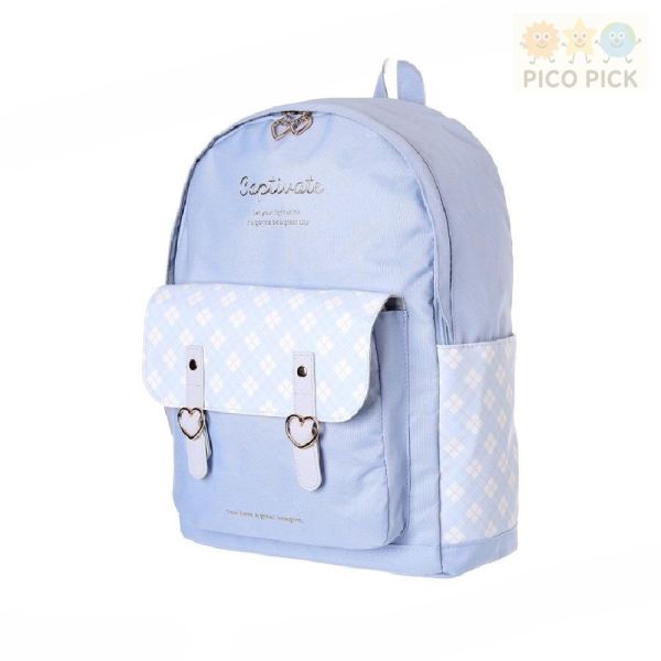 日本正版｜Coboca+格紋愛心腰帶蝴蝶結 後背包｜聚酯纖維 17L 大容量 學生書包 休閒背包 
