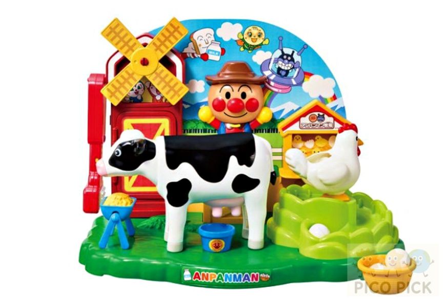 日本正版Anpanman麵包超人 牧場體驗組｜擠牛奶 × 收集雞蛋 × 梳毛遊戲 