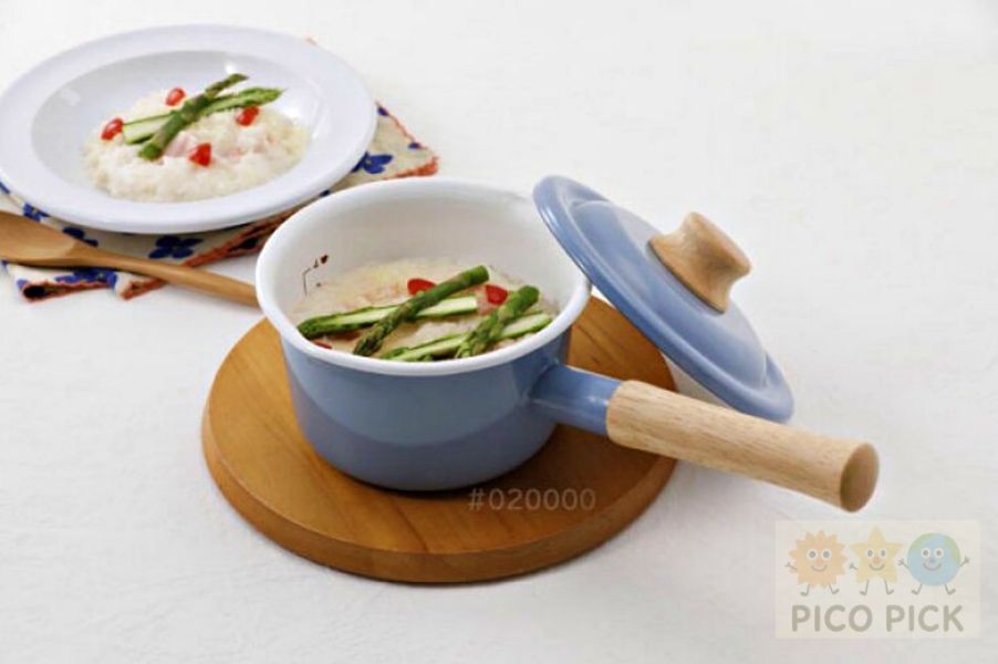 日本FUJIHORO 富士琺瑯14公分/18公分 牛奶鍋 ｜木柄單手鍋｜木製握柄｜附蓋｜可直火加熱｜IH對應｜廚房收納 