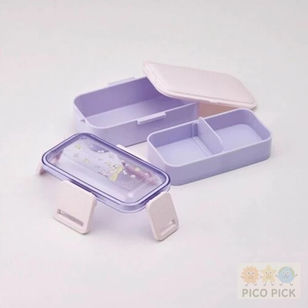 日本 直送 Disney長髮公主雙層便當盒 600ml／4點鎖扣密封抗菌款（日本製） 