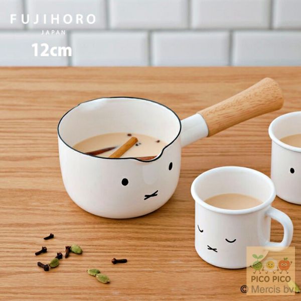 日本直送｜富士琺瑯 FUJIHORO × Miffy & Boris Face 白色琺瑯系列｜牛奶鍋／雙耳鍋／附蓋醬汁鍋 