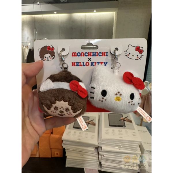 日本 直送 50週年限定 Monchhichi × Hello Kitty 絨毛吊飾組 
