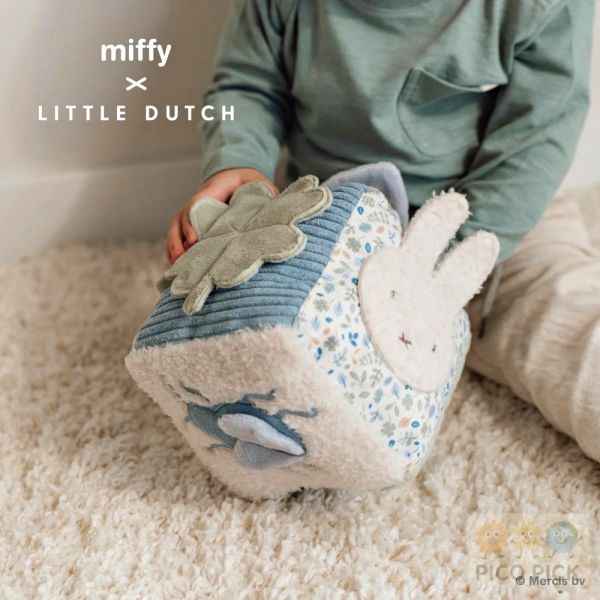 日本直送｜Little Dutch × Miffy 幸運花朵探索方塊玩具｜寶寶啟蒙布積木 米飛布書感官玩具 新生兒安撫玩具 