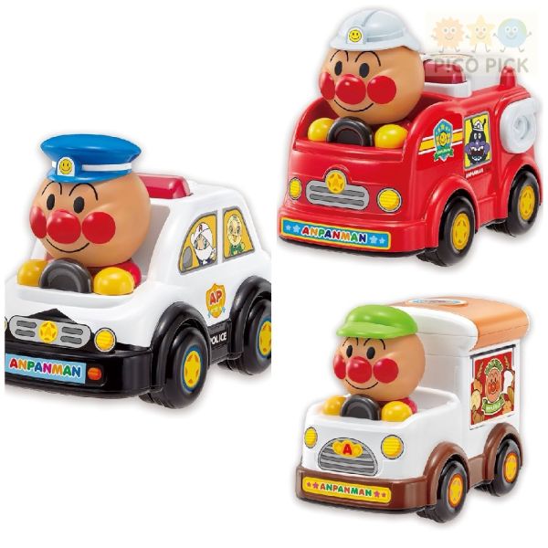日本正版｜麵包超人 發聲小車系列（消防車/警車/麵包車）｜幼兒玩具｜麵包超人車車 
