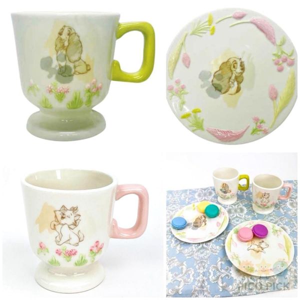 日本直送｜迪士尼 瑪麗貓 Marie /小姐與流氓 浮雕花朵系列 馬克杯 / 圓盤 下午茶餐具組 立體浮雕 