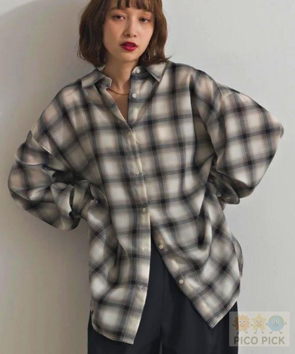 2026春裝Elencare due日本 2WAY透膚格紋襯衫 外罩衫 長版襯衫 綁帶上衣 罩衫 女裝 